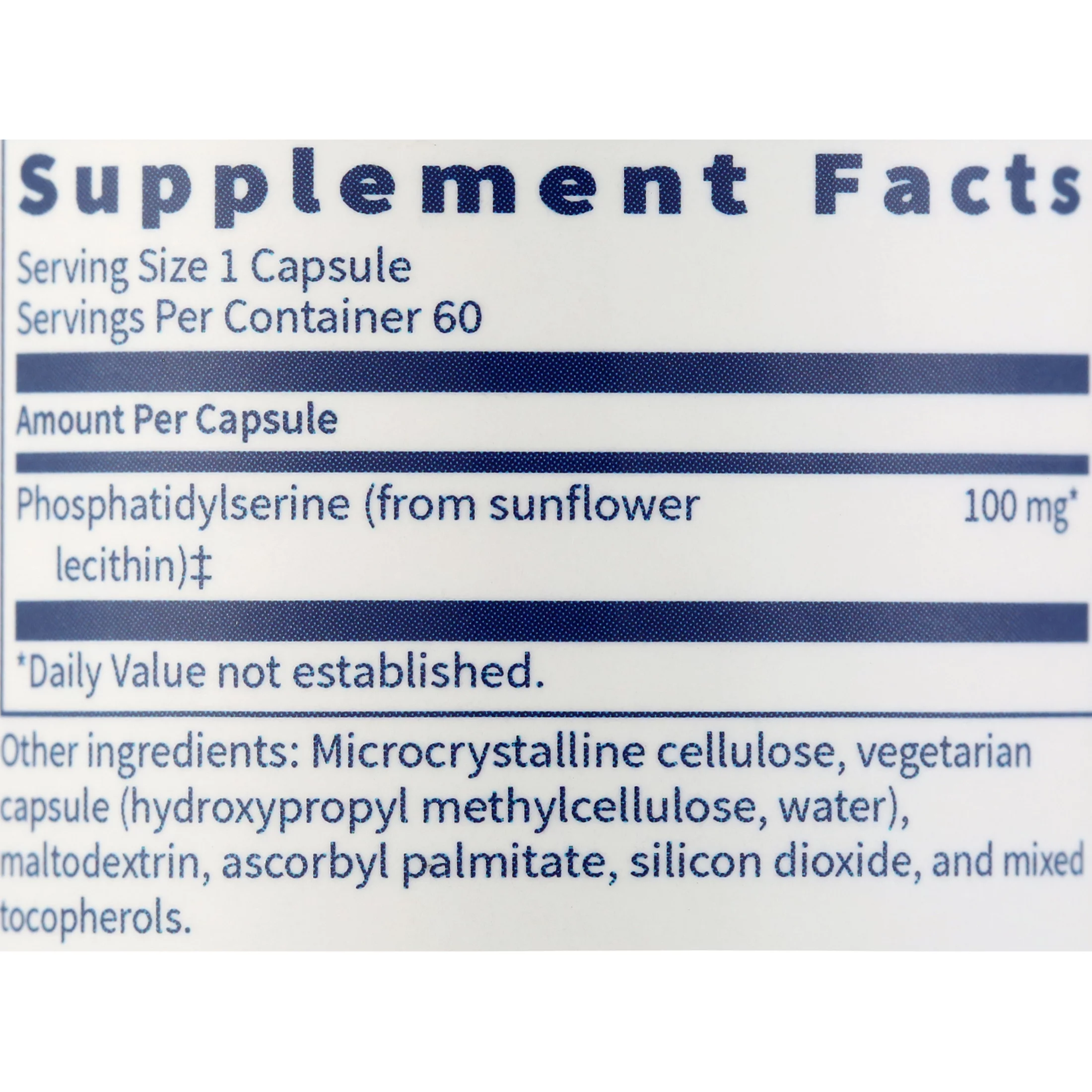 Klaire Labs Phosphatidyl Serine Sf - Cognitive Support, Soy Free Phosphatidylserine from Sunflower Lecithin (60 Capsules)