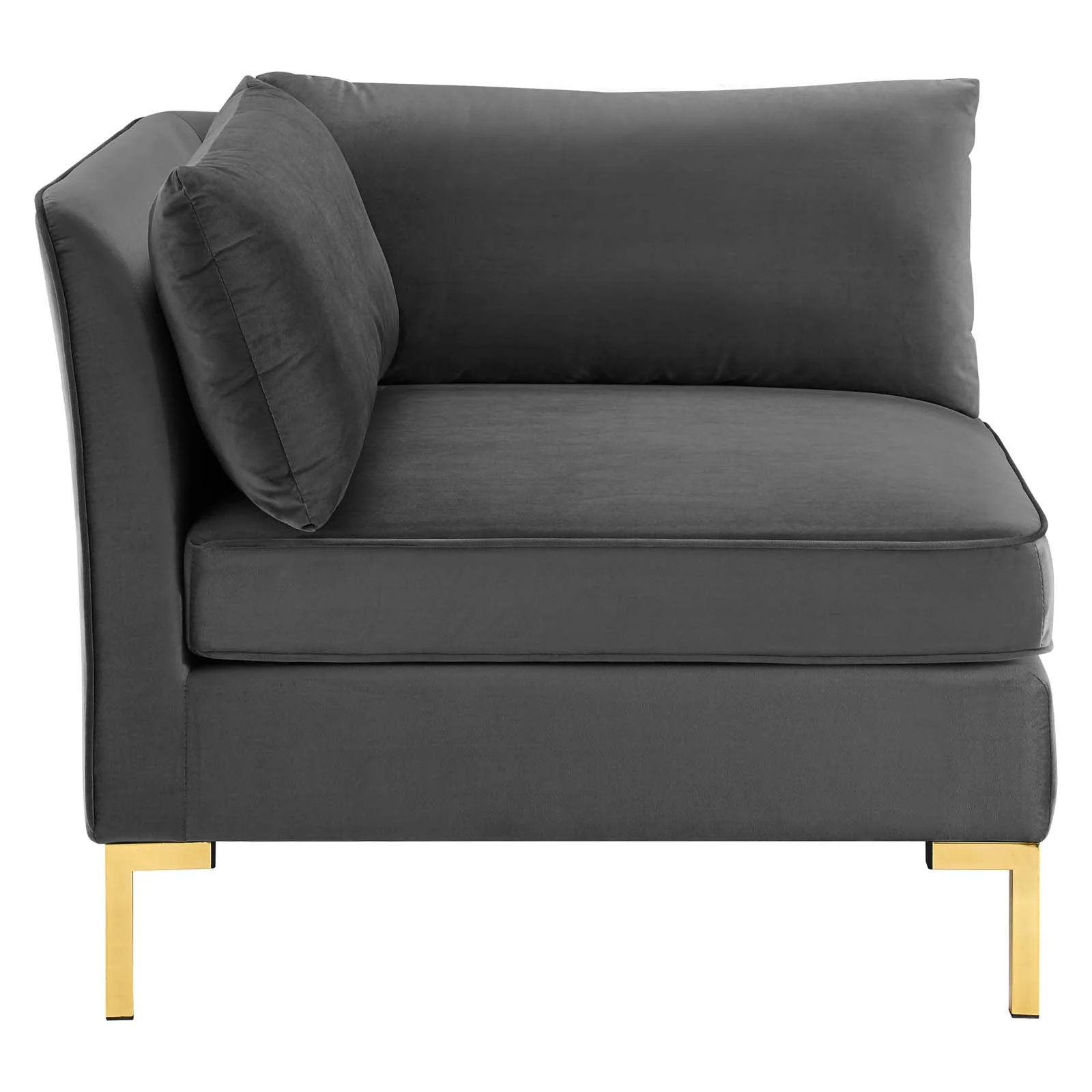 Modway Ardent Performance Velvet Sectional Sofa Corner Chair in Gray