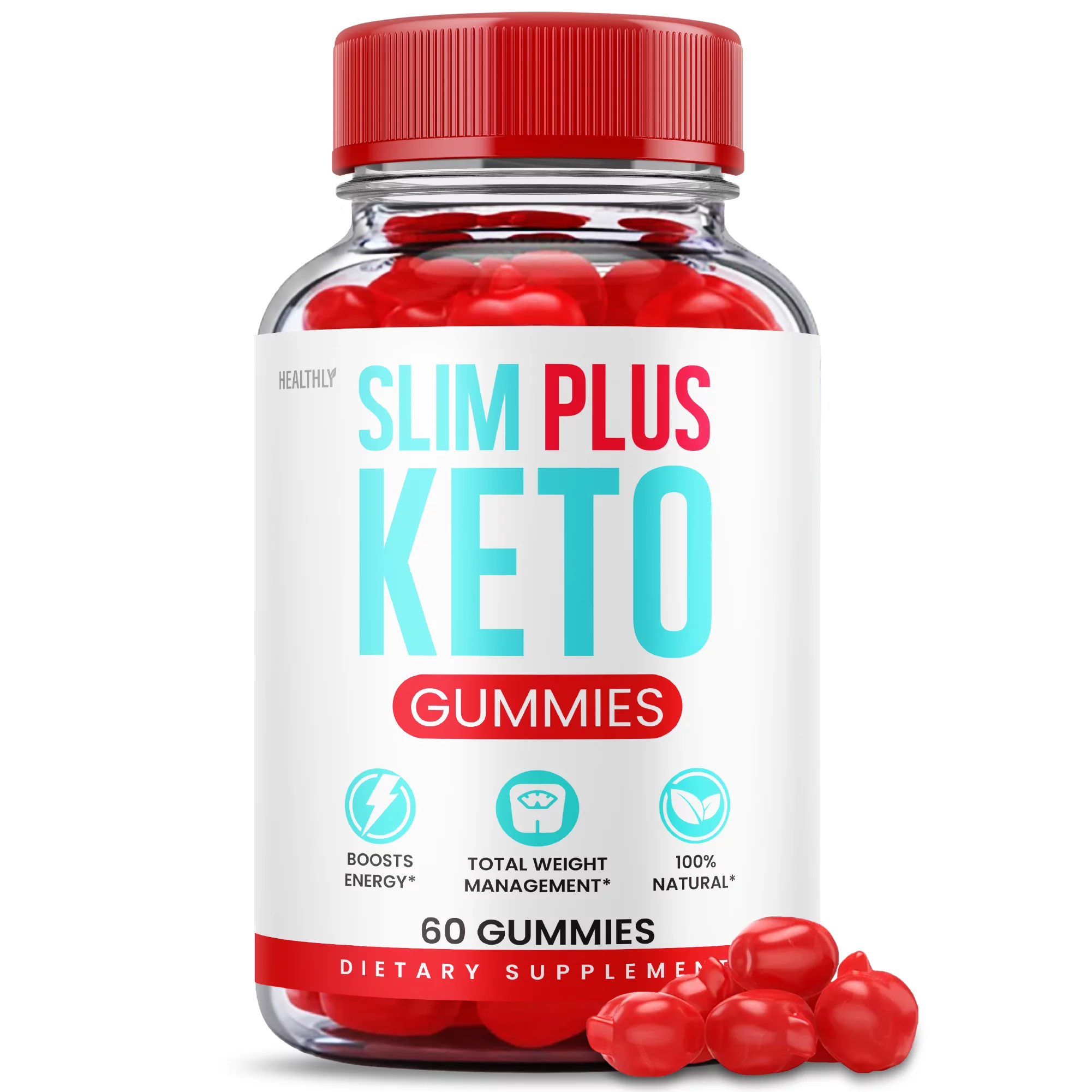 Slim Plus Keto Gummies for Weight Loss ACV Apple Cider Vinegar 100% Natural (60 Gummies)