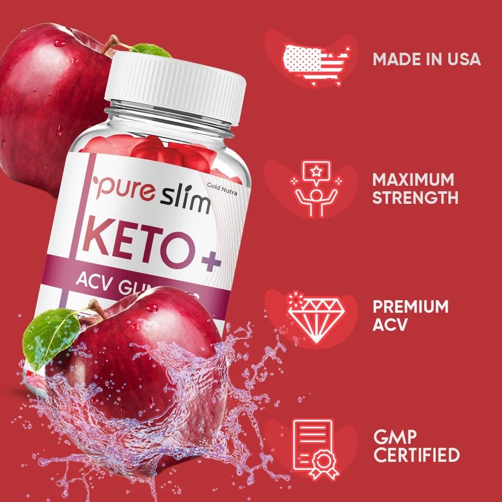 Pure Slim Keto ACV Gummies ,  Pure Slim Gummies, Apple Cider Vinegar Belly Fat Gummy Dietary Supplement Maximum Strength (2 Pack)