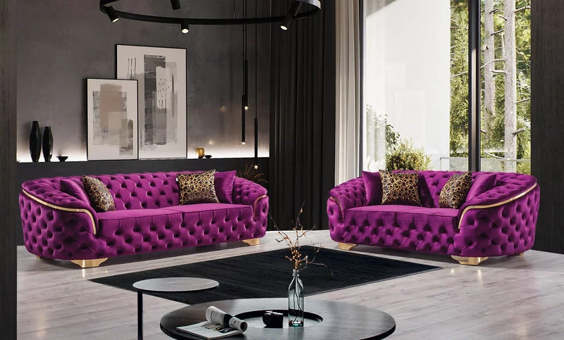 Lupino Purple Velvet Sofa & Loveseat