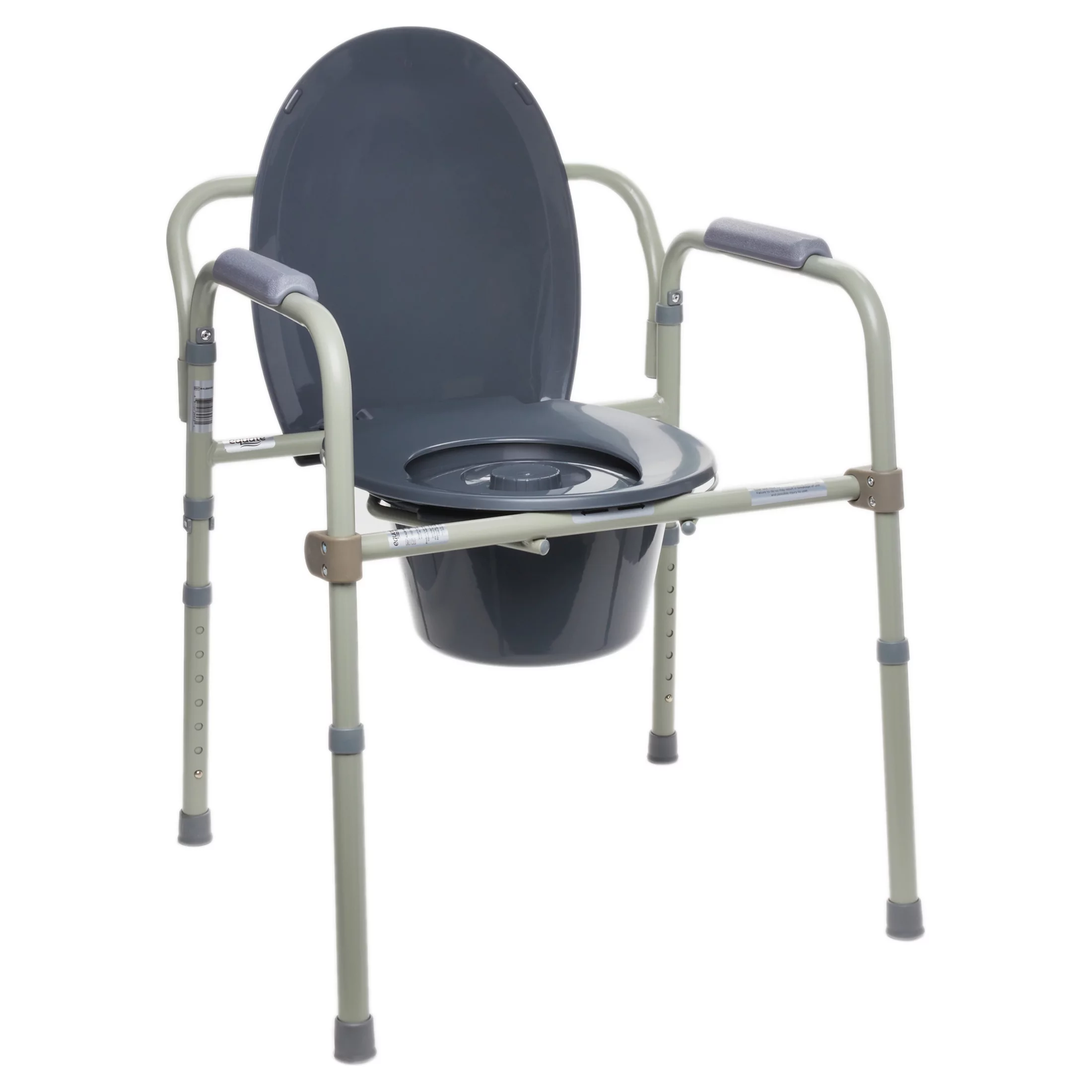 Equate Steel Foldable 3-in-1 Bedside Toilet Commode, 400 lb Weight Capacity