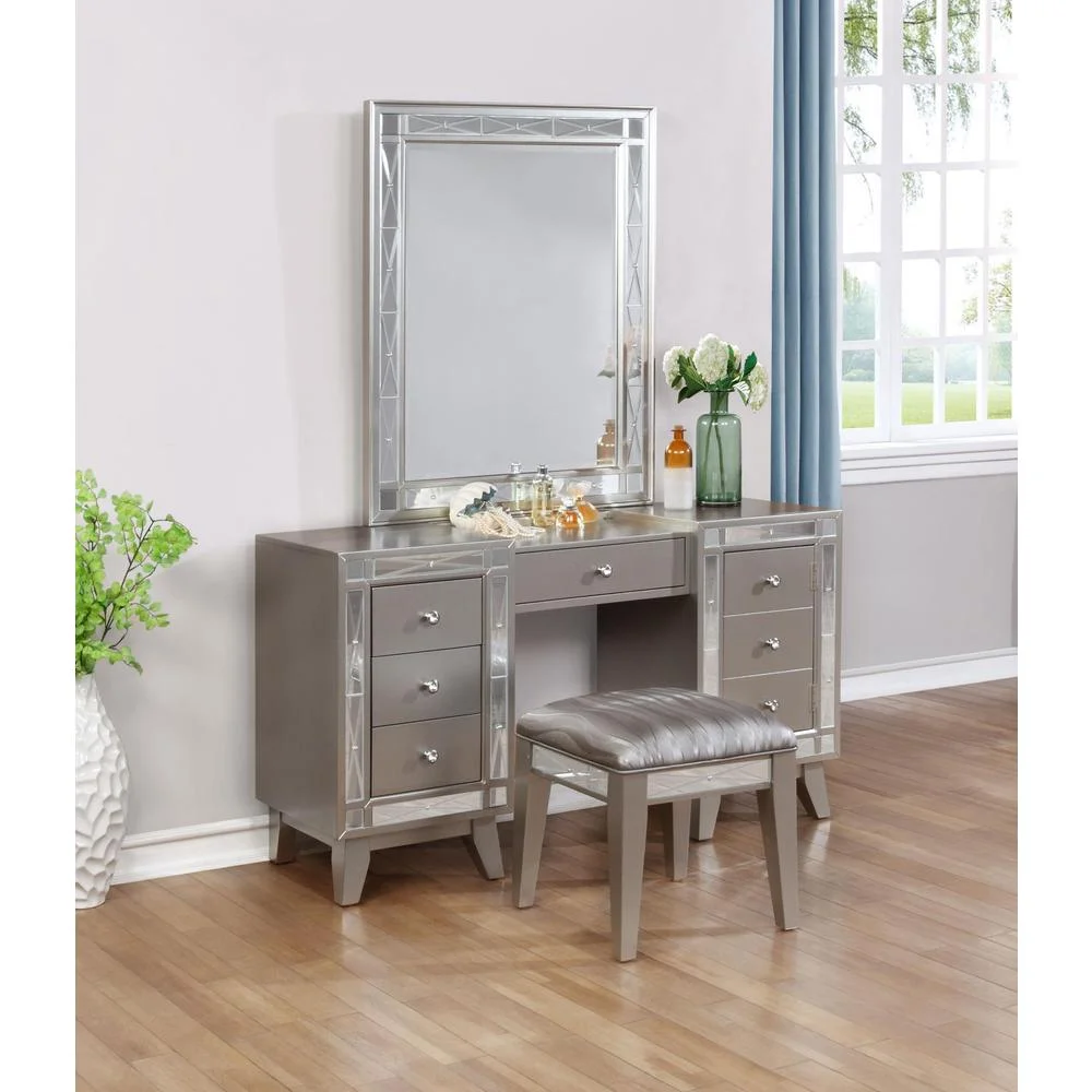 Coaster Leighton Contemporary Wood 3-piece Vanity Set in Metal