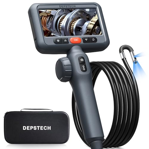 DEPSTECH Dual Lens Articulating Endoscope Camera with Lights,Two-Way Articulated Industrial Borescope, 4.5
