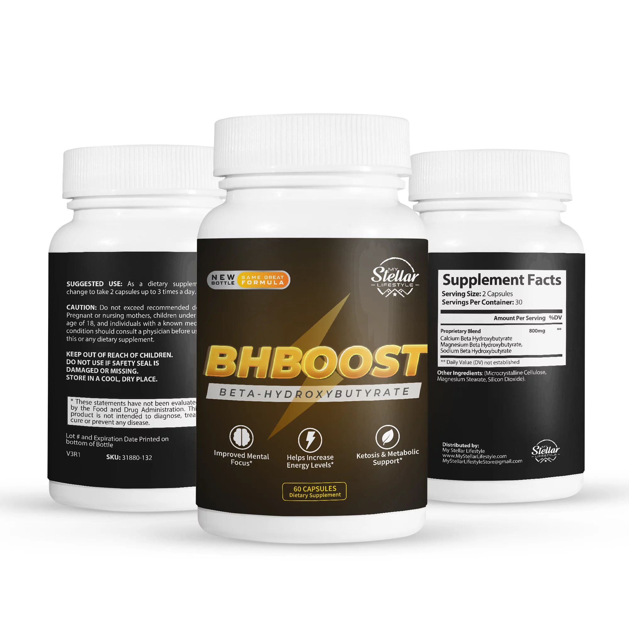 2 Pack BHBoost, boost mental performance & energy levels-60 Capsules x2