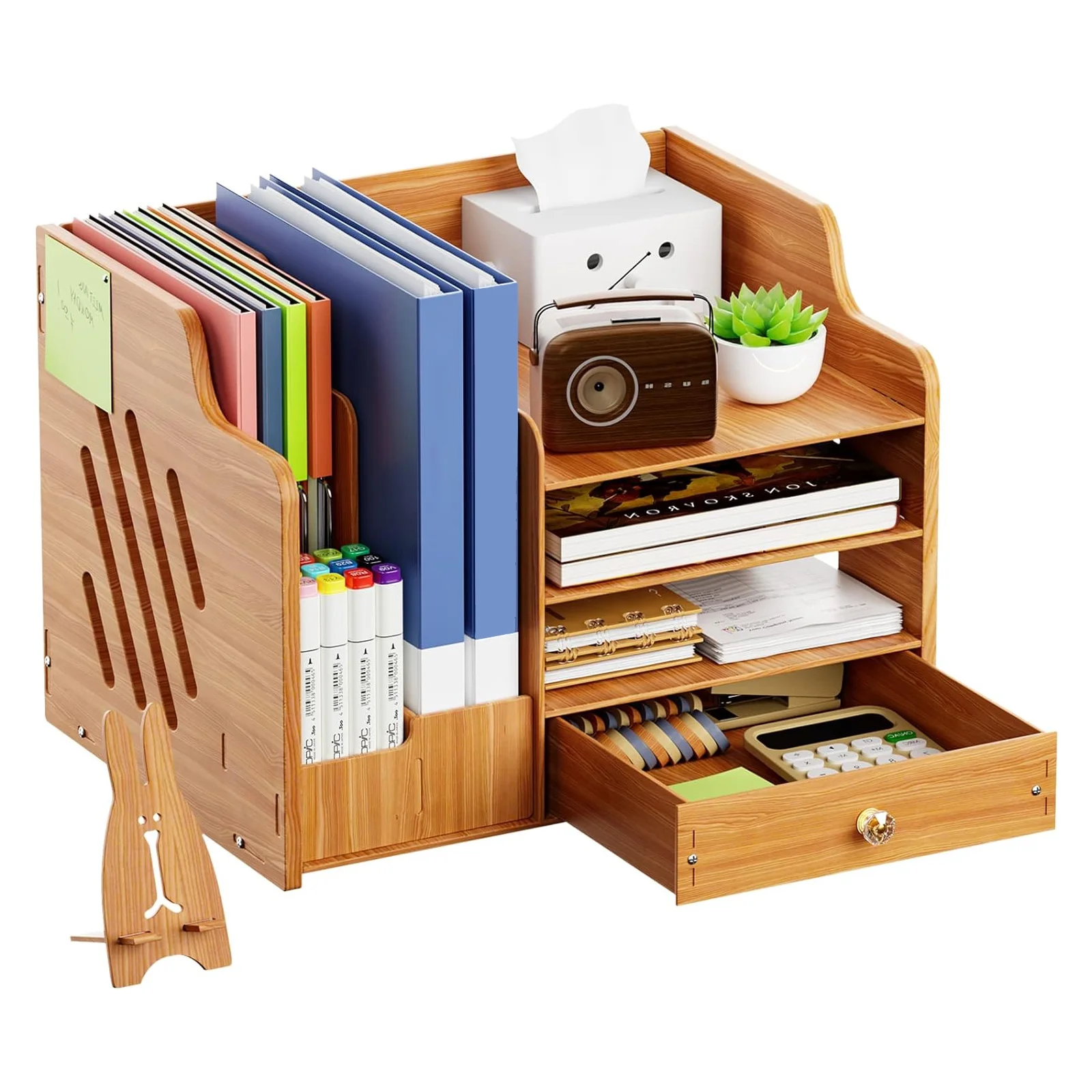 Catekro Wood Desk Organizer, Office Organizer, Desk Folder Standing for Office, School, Home（Brown）