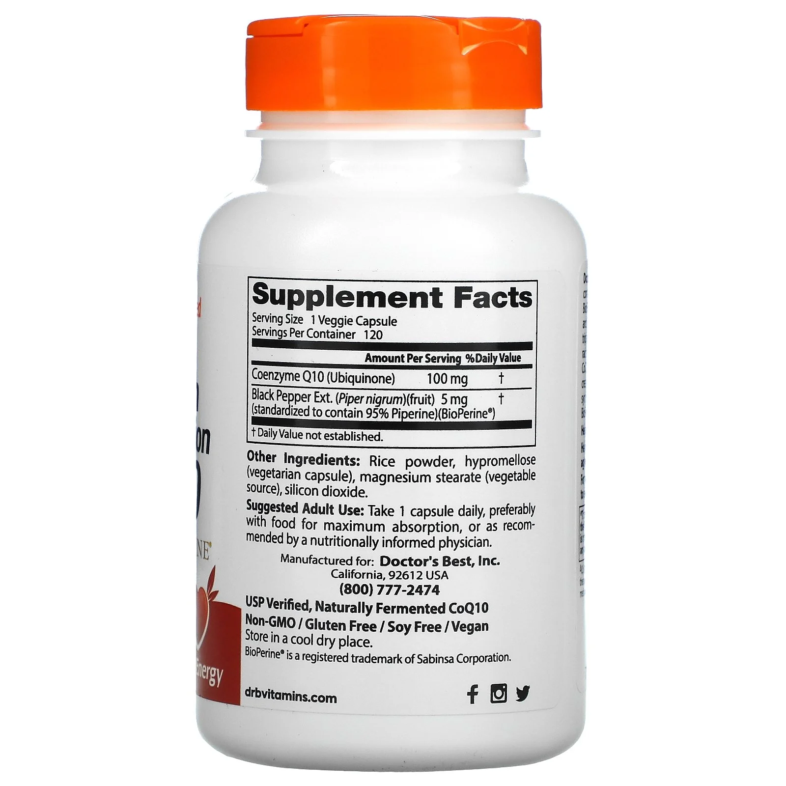 Doctor's Best High Absorption CoQ10 with BioPerine® - 100 mg - 360 Veggie Caps