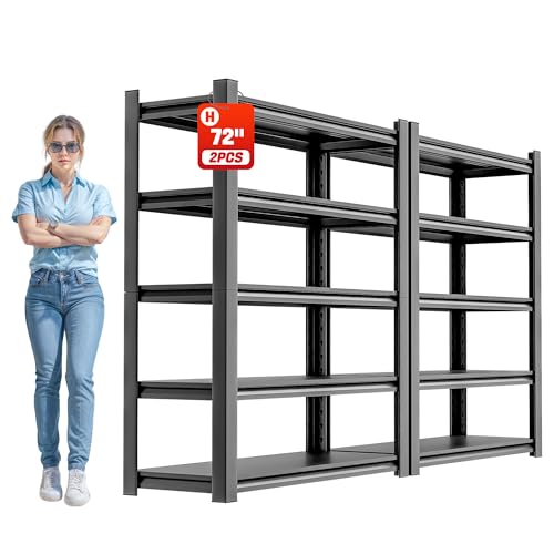 5 Tier Heavy Duty Metal Shelving Unit - Industrial Storage Shelf for Garage and Industrial Use - Durable Storage Shelf Organizer, 24