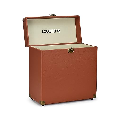 LoopTone Retro Vinyl Record Storage Carrying Case, Holds 30 Albums,Perfect for your Treasured 33, 45 and 78 RPM LP Record Collection Large Size Carrier Suitcase