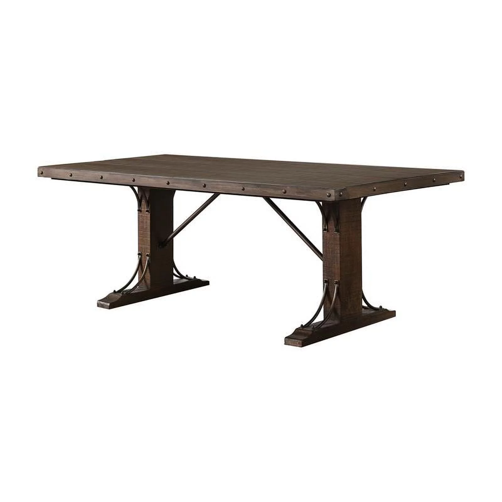 Furniture of America Arlyne Solid Wood Rectangle Dining Table in Rustic Walnut
