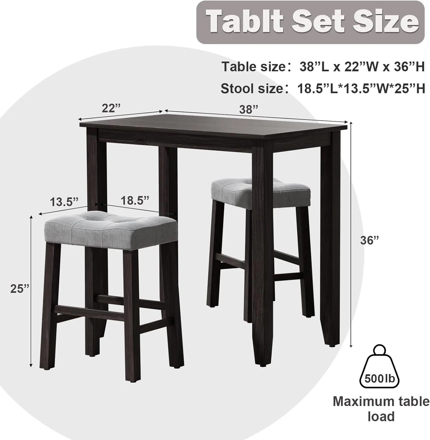 WANHUI 3 Piece Dining Table Set, Counter Height Dining Furniture One Bench and Two Saddle Stools, Compact, Space-Saving Design, Small Space, Apartment, Condo, Dorm Rooms (Oak 61219-78)