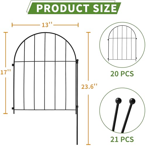 10PACK Garden Fence,11FT(L) x17inch(H) Metal No Dig Fence Animal Barrier Fence,Heavy Duty Rustproof Arched Flower Bed Edging Ornamental Wire Border Panel,Decorative Fence for Yard Patio Outdoor Decor