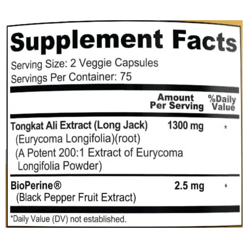 NusaPure Longjack Tongkat Ali 260,000mg 150 Veggie Caps (Non-GMO & Gluten Free) with Bioperine