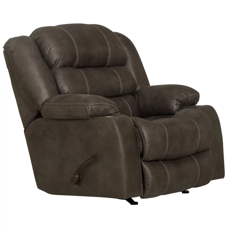 Catnapper Berkley Rocker Recliner with Dual Cupholders in Gray Polyester Fabric
