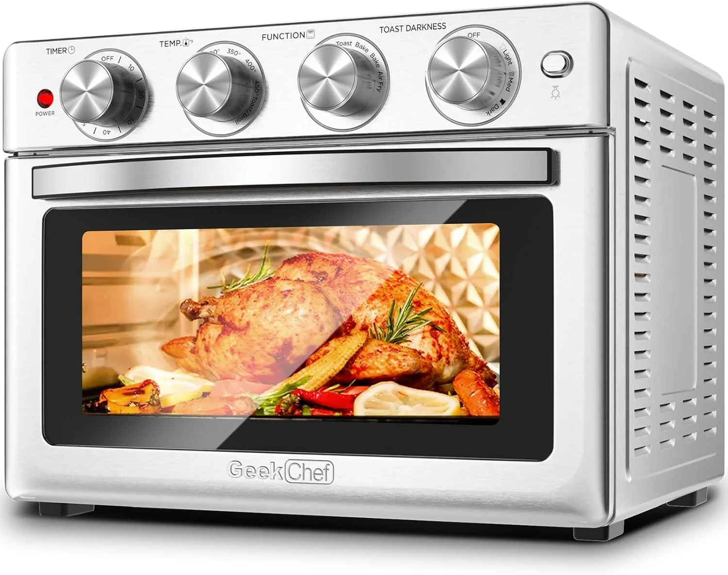 OUWI Air Fryer, 6 Slice 24.5QT Air Fryer Toaster Oven Combo, Air Fryer Oven,Roast, Bake, Broil, Reheat, Fry Oil-Free, Extra Large Convection Countertop Oven, Stainless Steel