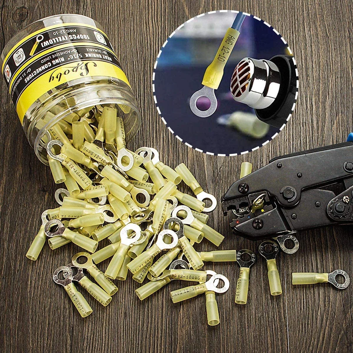 100PCS Heat Shrink Crimp Ring Connectors 5/16