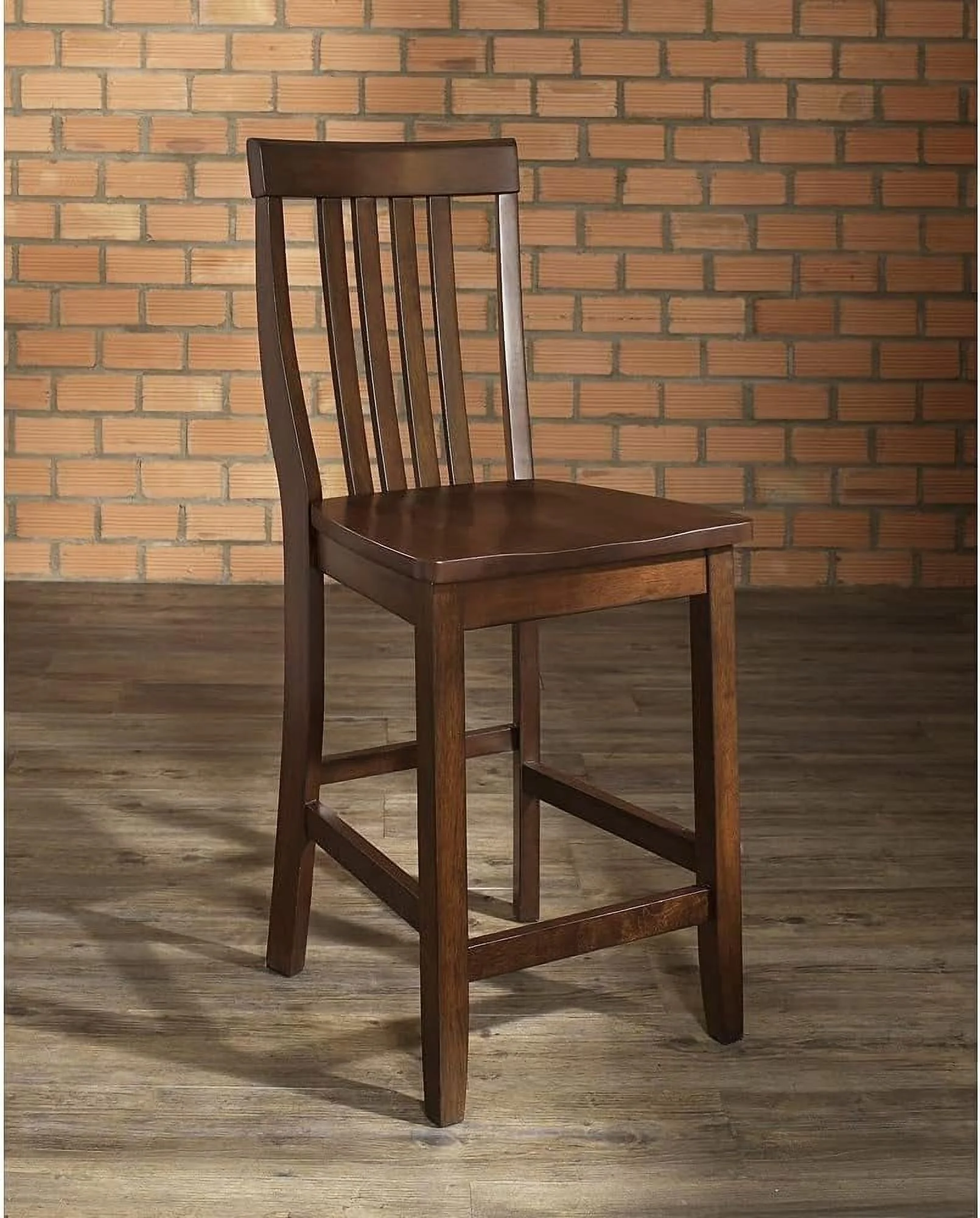Schoolhouse Bar Stool (Set Of 2), 24-Inch, Vintage Mahogany