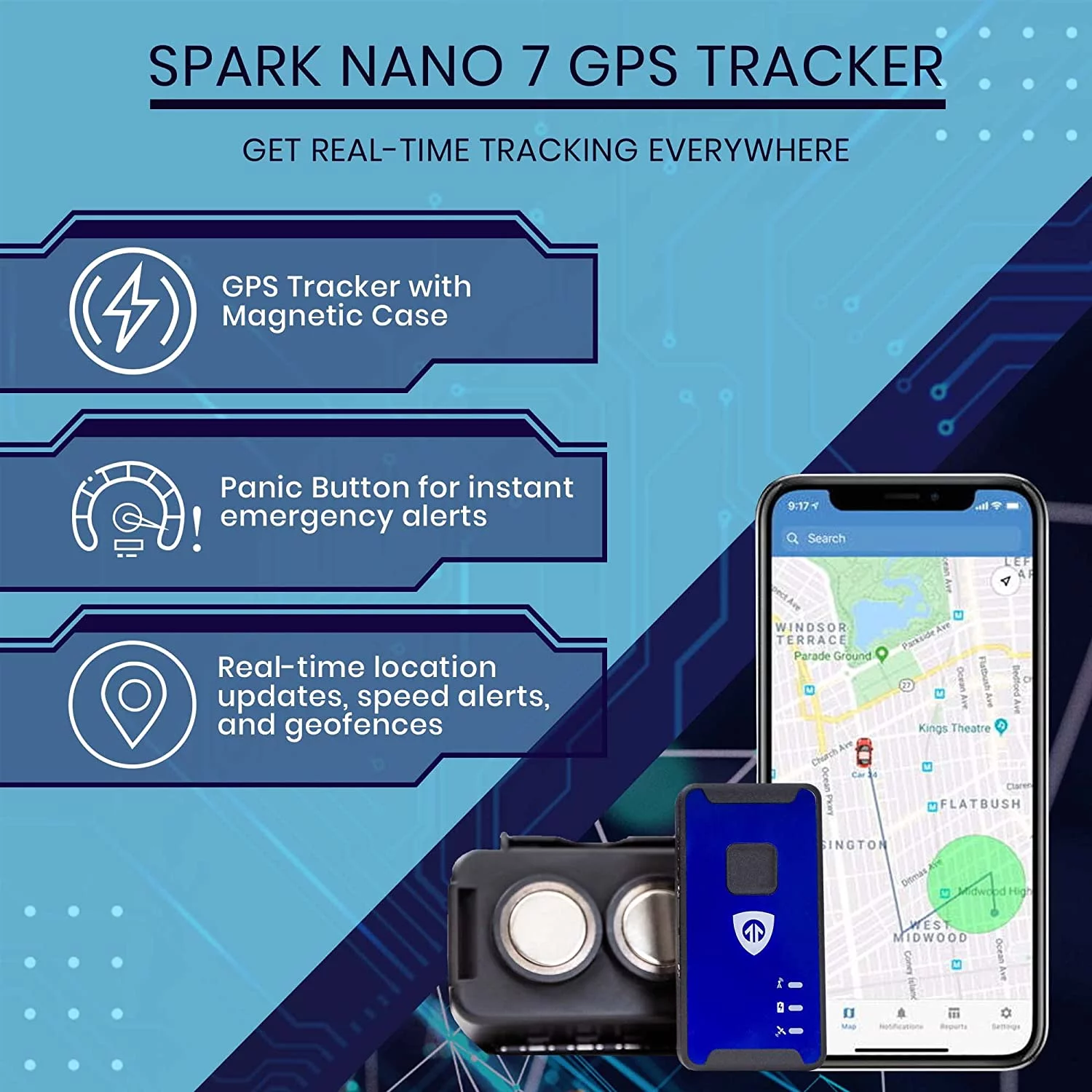 BrickHouse Security Spark Nano 7 GPS Tracker with Magnetic Case for Vehicles - Subscription Required