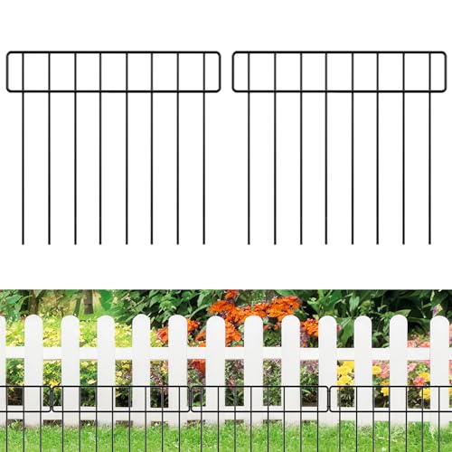 20Ft x 13Inch Animal Barrier, 14 Pack Decorative Garden Fence Panels, Rustproof Metal, No Dig Fence with Ground Stakes for Dog, Rabbit Defense and Outdoor Patio