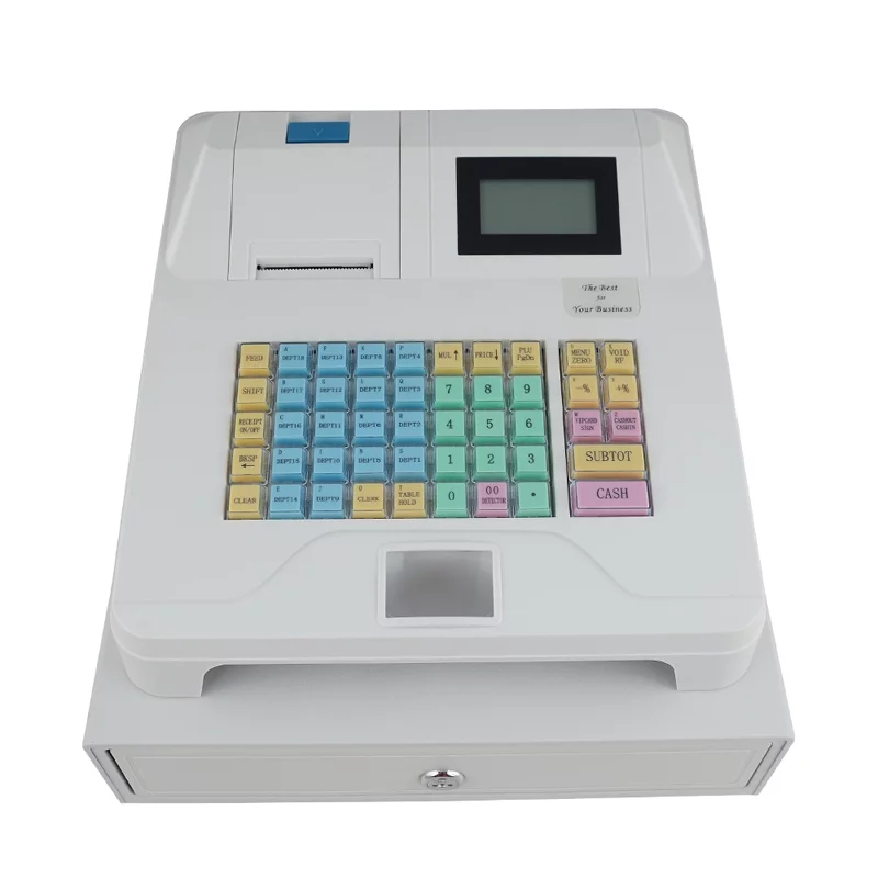 Electronic Cash Register Pos System 8 Digital Display 48 Keys Supermarket Bar Retail Shop + Drawer Thermal Printing
