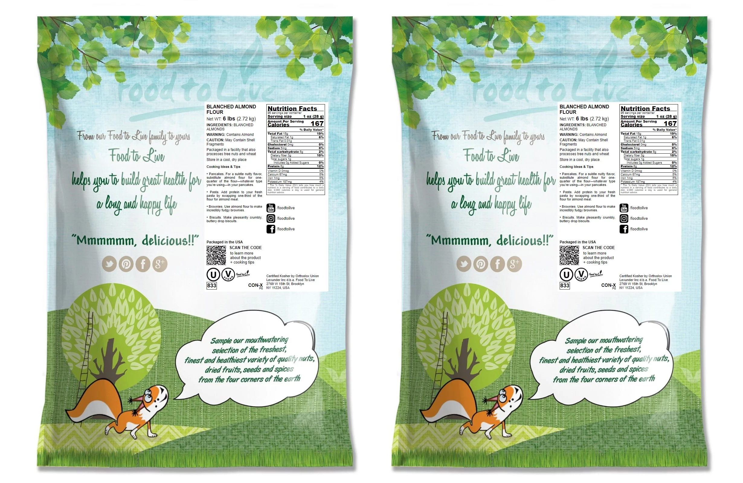 Blanched Almond Flour, 12 Pounds — Kosher, Vegan — by Food to Live