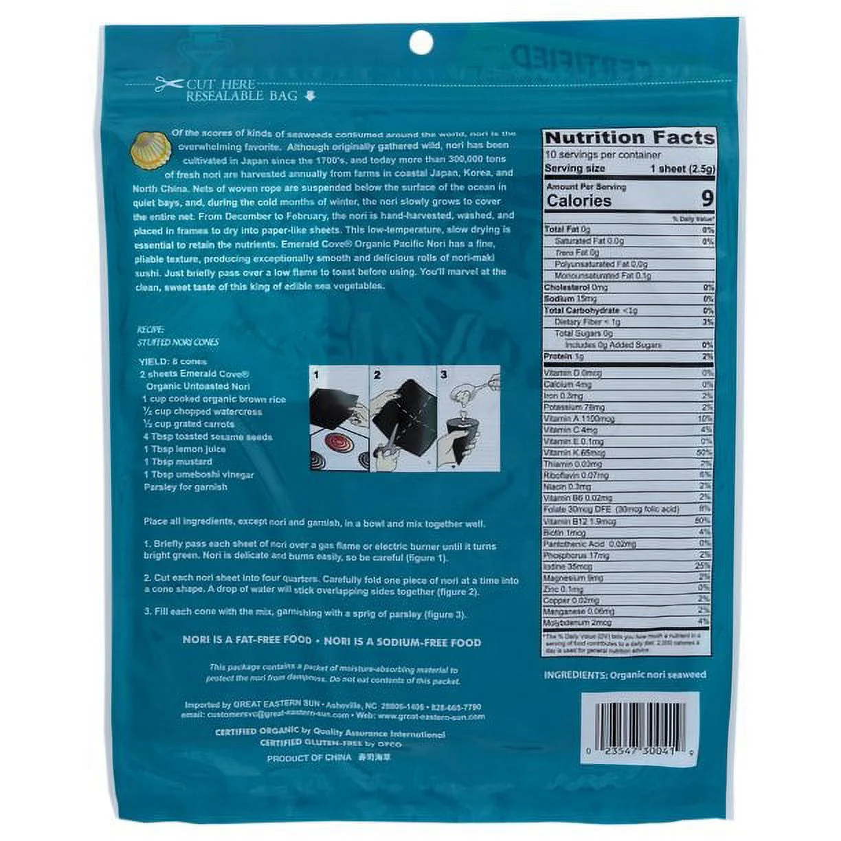 Emerald Cove Organic Pacific Nori Sheets 0.9 oz Pack of 2