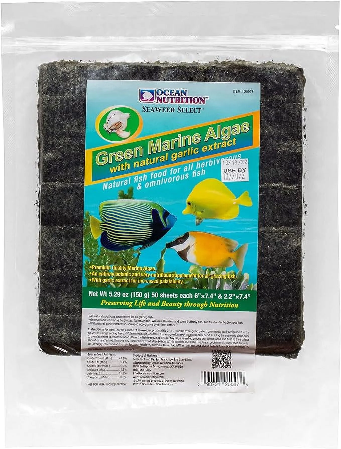 Ocean Nutrition Seaweed Selects Green Marine Algae 50-Sheets 5.29-Ounces (150 Grams)
