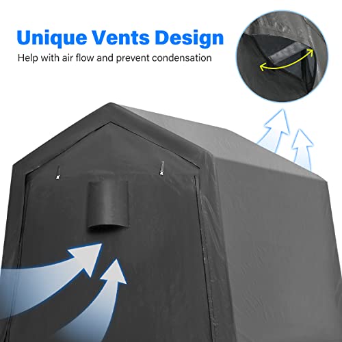 ADVANCE OUTDOOR 10x10 ft Heavy Duty Outdoor Patio Portable Canopy Storage Shelter Shed Carport with 2 Roll up Zipper Doors & Vents for Snowmobile Garden Tools, Gray