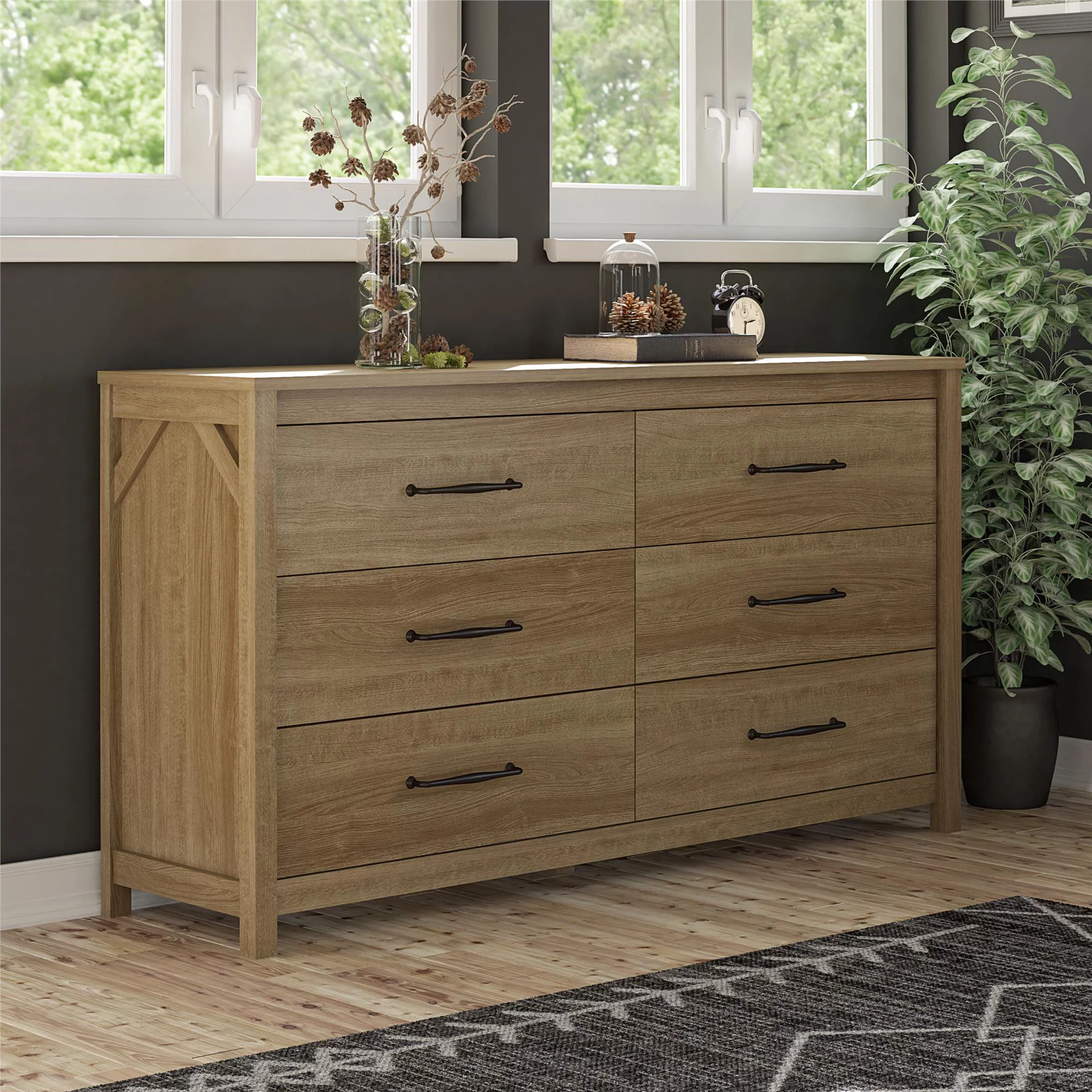 Augusta 6 Drawer Wide Dresser with Easy SwitchLock™ Assembly, Natural