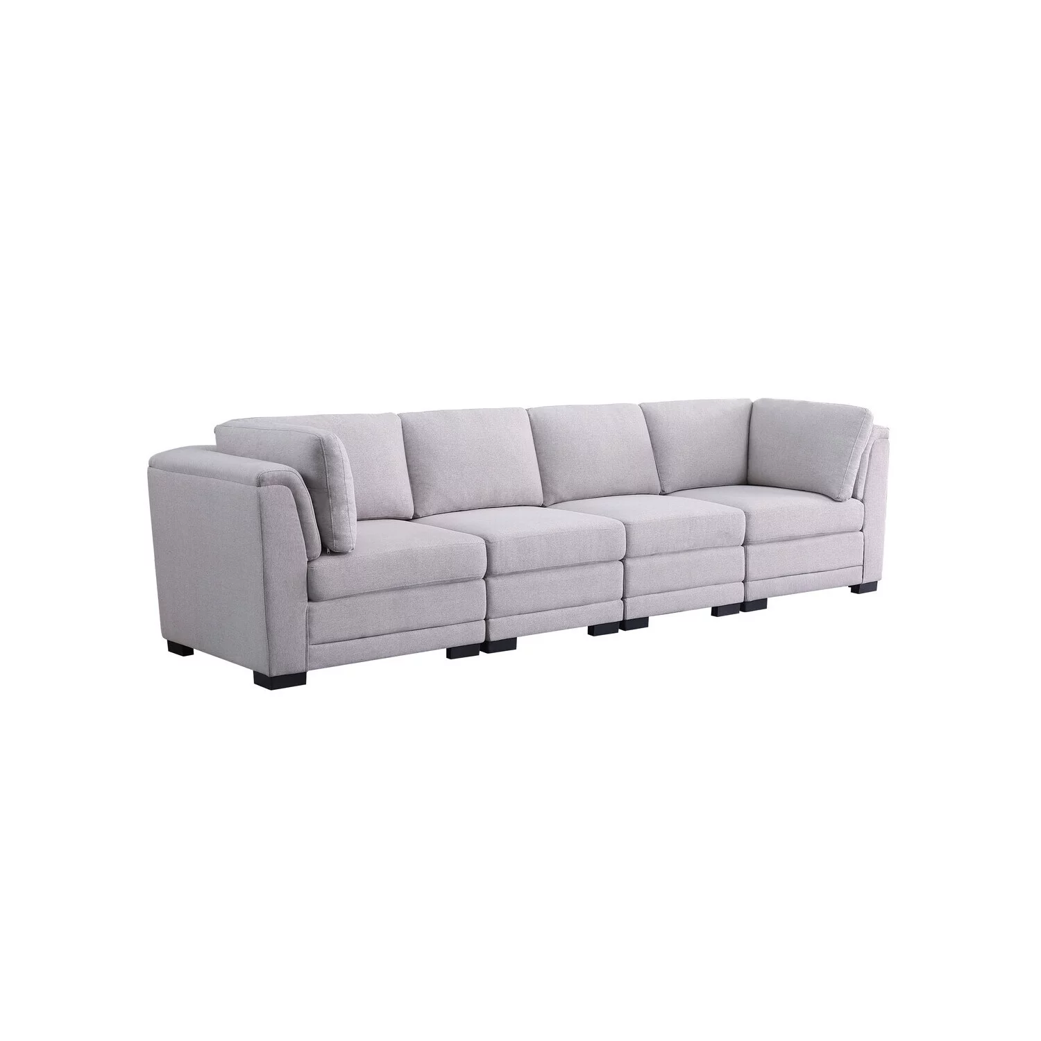 Maykoosh Southwestern Style Light Gray Linen Fabric 4-Seater Modular Sofa