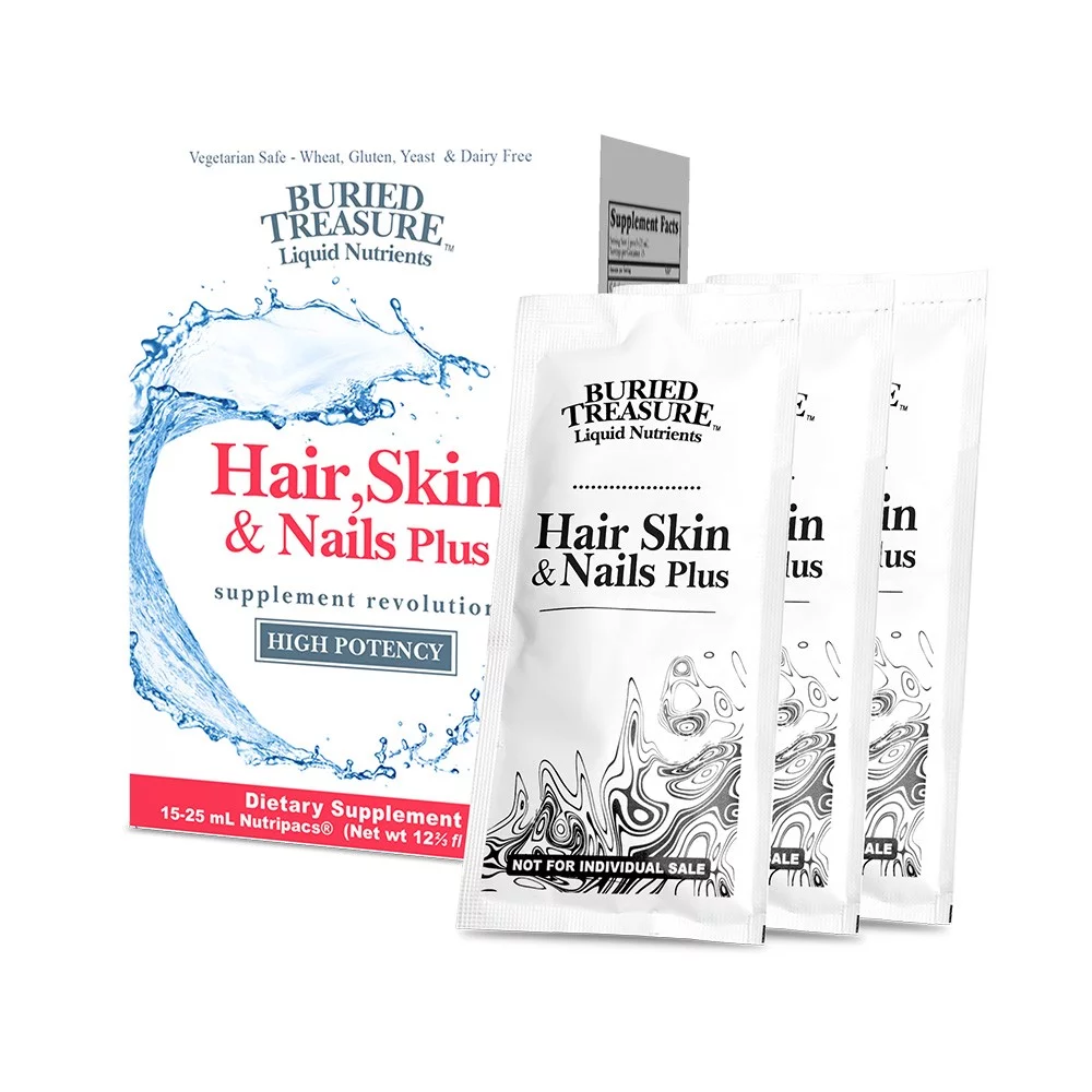 Buried Treasure Liquid Nutrients Hair, Skin & Nails Plus Nutripacs, 15 Ct