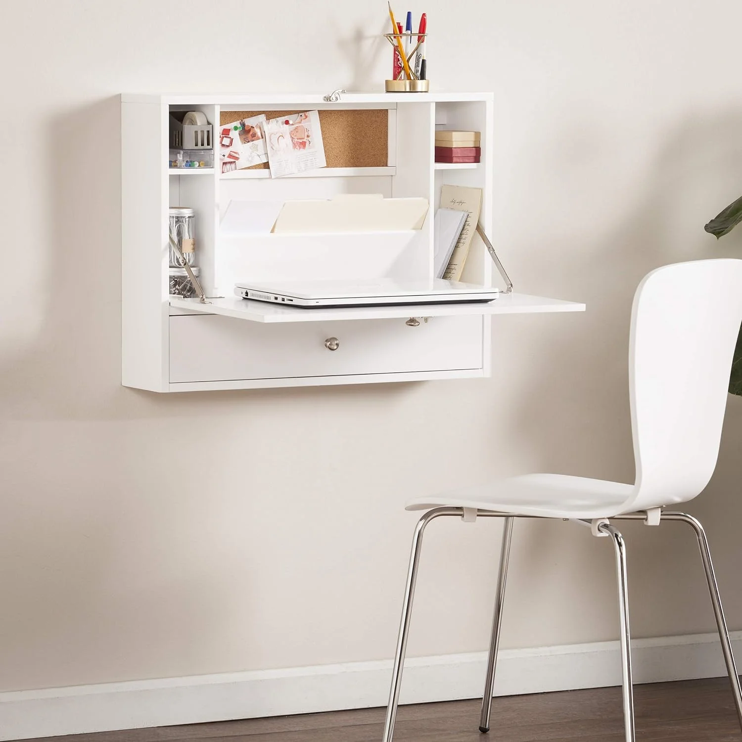 Willingham Wall Mount Folding Desk, White