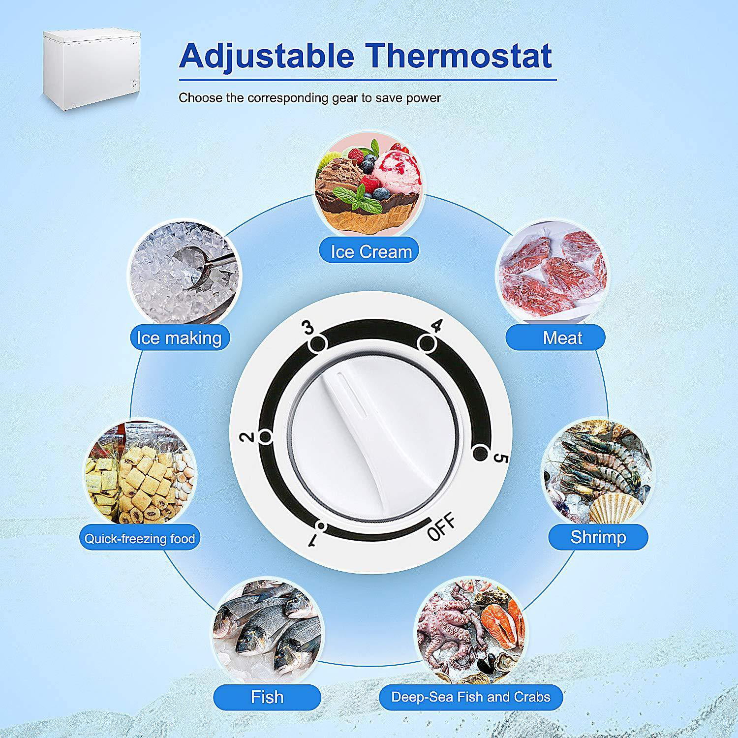 Chest Freezer MOOSOO 7.0 Cu ft Deep Freezer Chest Freezer with Energy Saving and Low-Noise, MD07, White