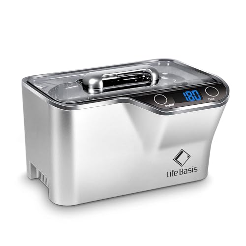 LifeBasis Ultrasonic Cleaner, Professional Ultrasonic Jewelry Cleaner 20 Ounces (600ML) with Digital Timer, Watch Holder Ultrasonic Glasses Cleaner for Rings, Coins, Watches, Dentures, Silver