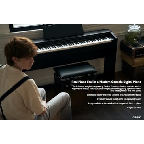 Casio Privia PX-770 – 88-Key Weighted Console Digital Piano | Tri-Sensor II Scaled Hammer Action Keys | AiR Sound Source, 19 Tones, Concert Play, 16W Stereo Speakers, USB-MIDI | Elegant Black Cabinet
