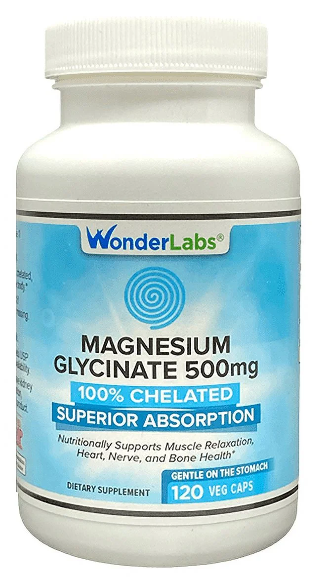 Wonder Laboratories Magnesium Glycinate 500mg, 100% Chelated for Max Absorption 120 Capsules
