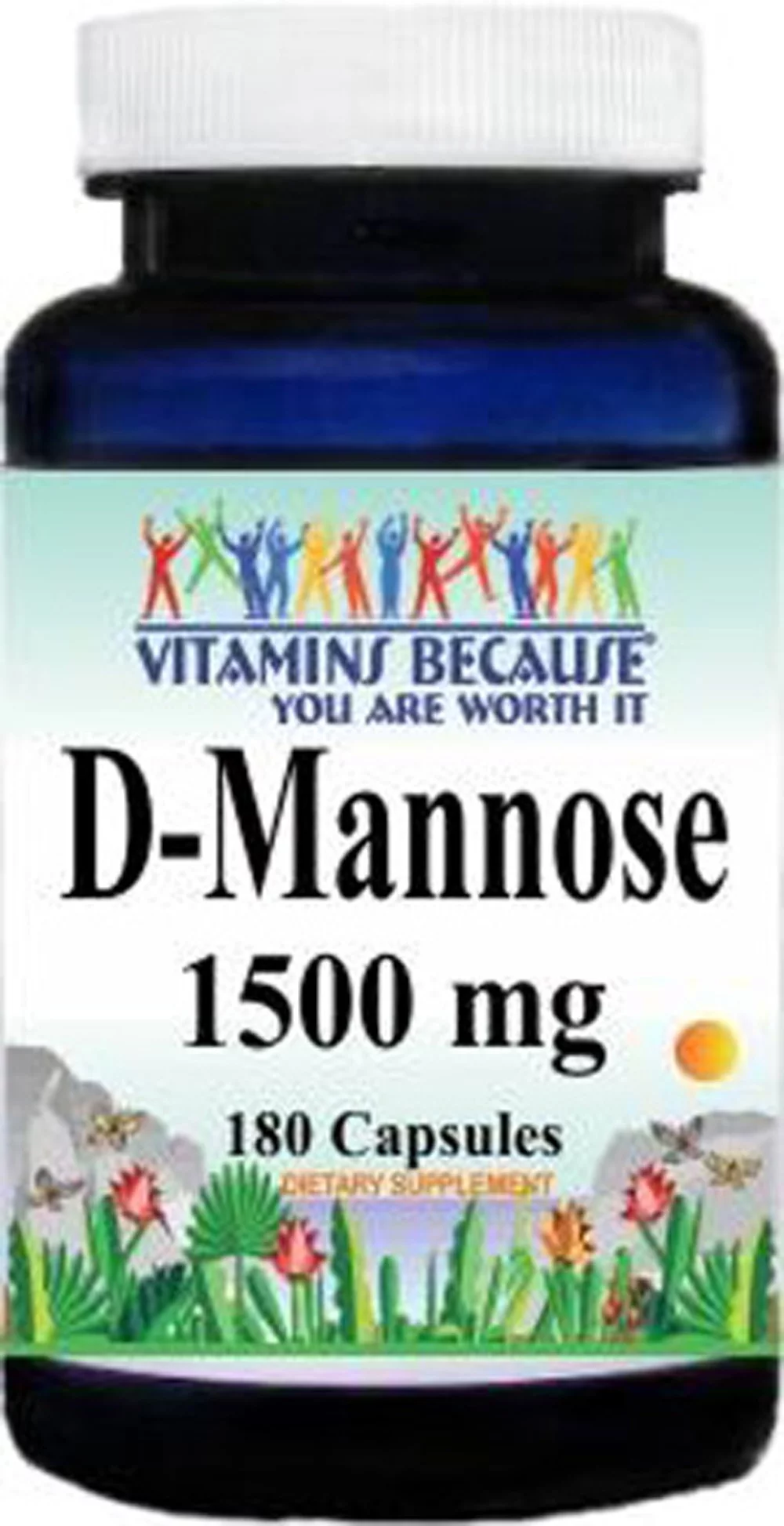 D-Mannose 1500mg Herbal Supplement 180 Capsules by Vitamins Because