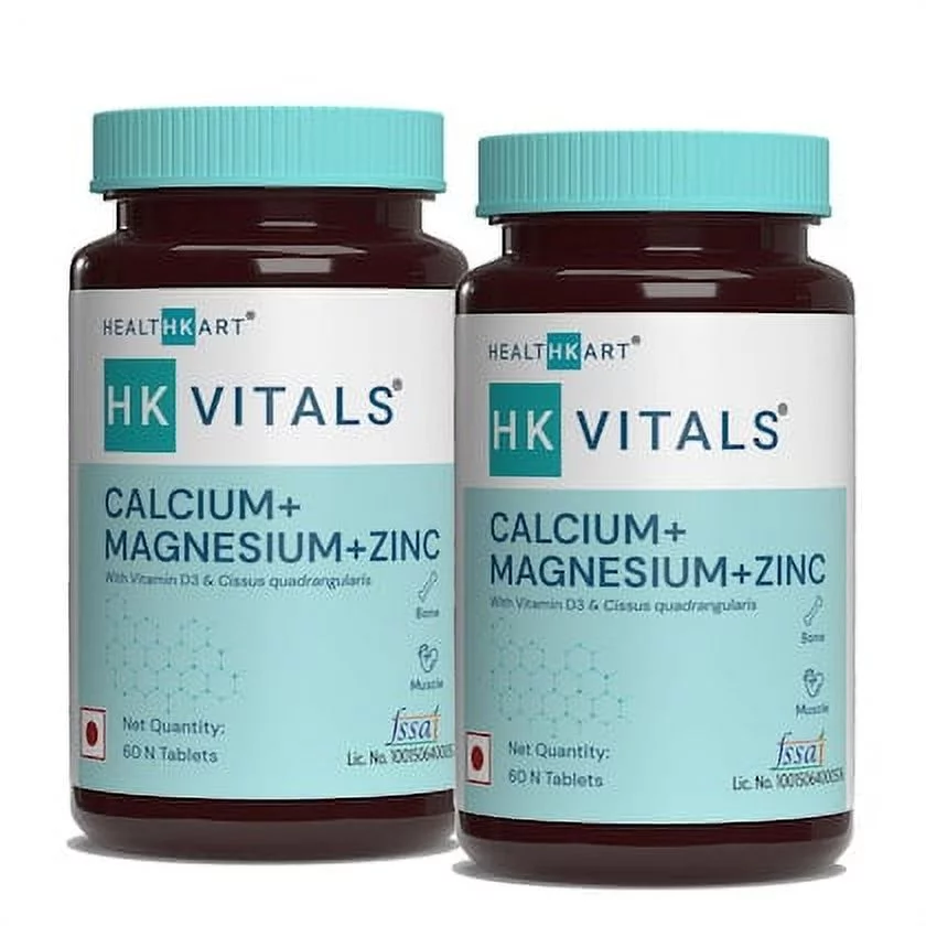 HealthKart HK Vitals Calcium Magnesium & Zinc Tablets with Vitamin D3, Calcium Supplement for Women and Men, For Bone Health & Joint Support, 120 Calcium Tab