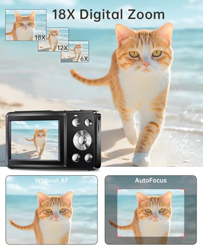 FLATIC 4K Digital Camera for Recording Video, Point and Shoot Digital Camera with 32GB TF Card