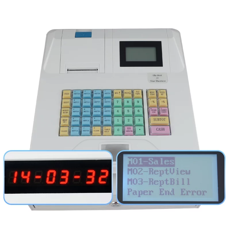 Electronic Cash Register Pos System 8 Digital Display 48 Keys Supermarket Bar Retail Shop + Drawer Thermal Printing