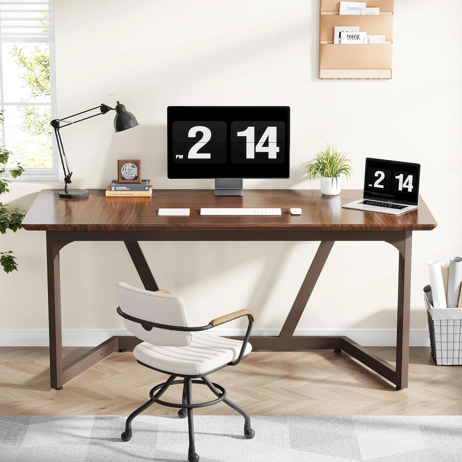Tribesigns Computer Desk, 55 Wood inch Home Office Desk, 30