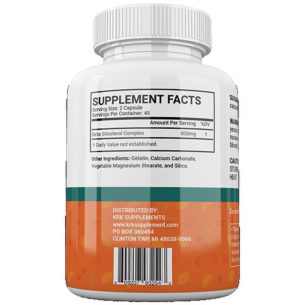 Beta Sitosterol 800mg Prostate Super Support Cholesterol Urinary Bladder 90 Capsules