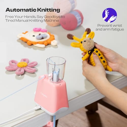 Caydo i Cord Knitting Machine, Electric iCord Maker Tool with Adequate Tension, i-Cord Knitter Crochet Machine, Automatic Knitting Yarns to i-Cords, Efficiently DIY Knitting Machine for Crocheters