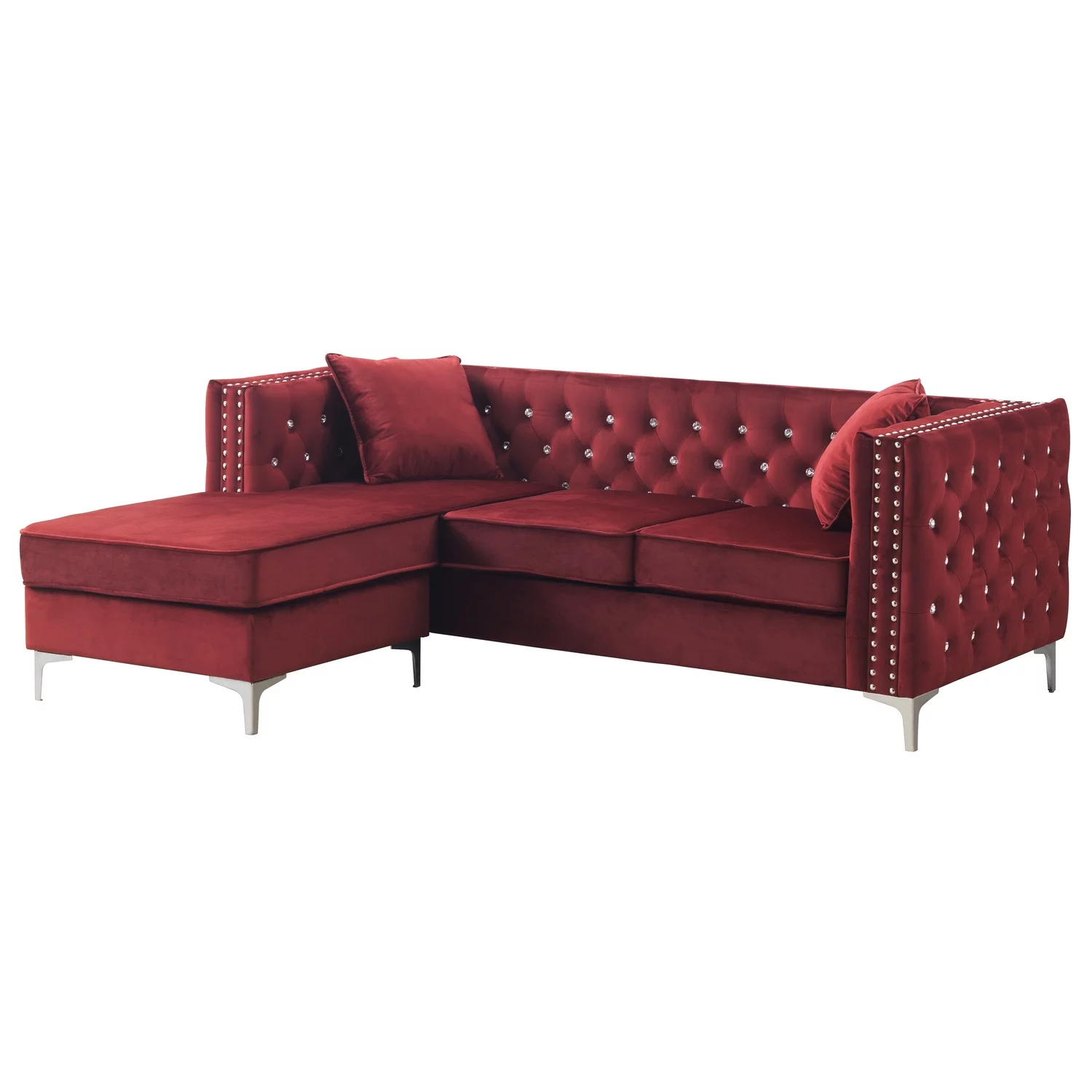 LYKE Home Sofa Chaise , Burgundy