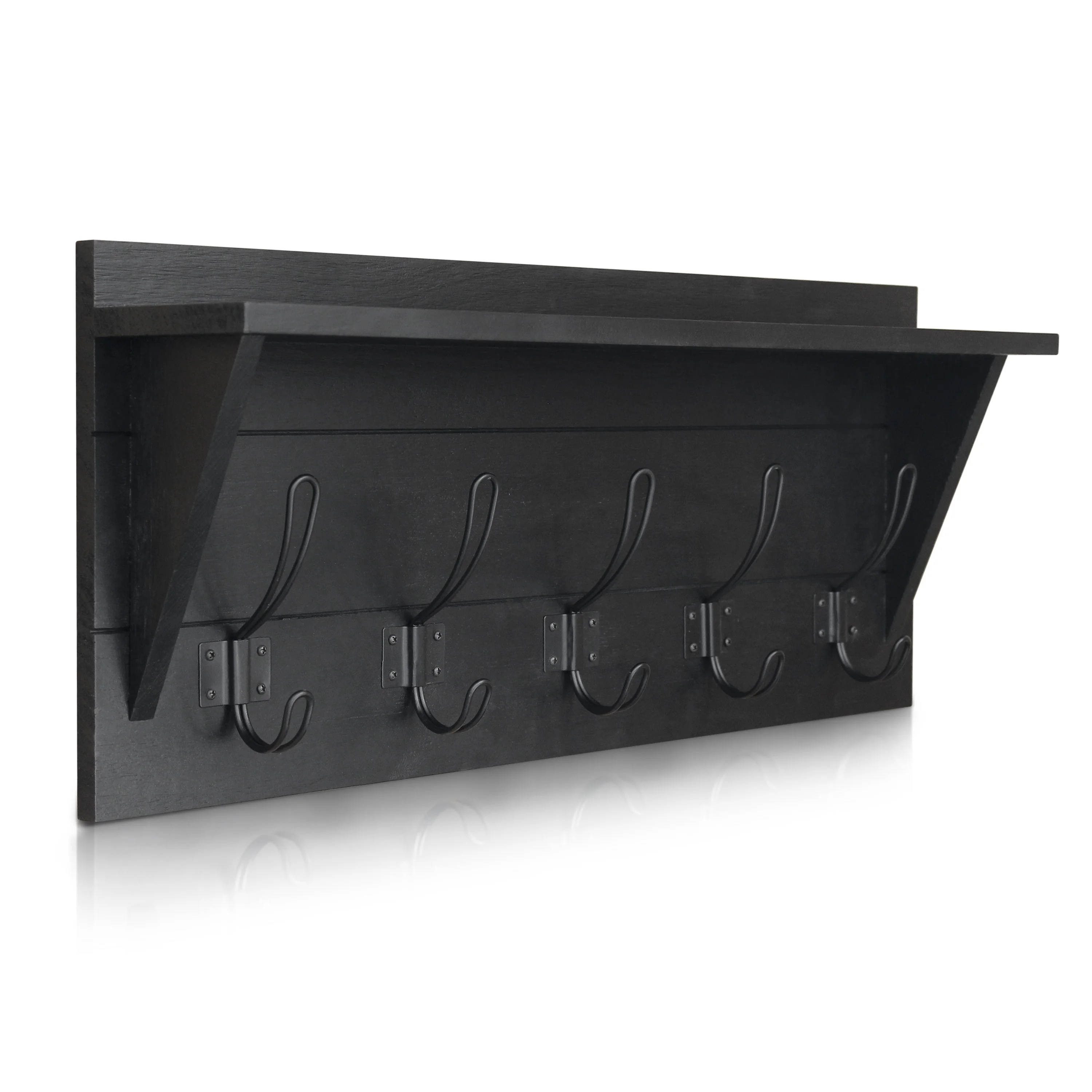 HBCY Creations Rustic Wall Mounted Coat Rack Shelf - Wooden Country Style 24