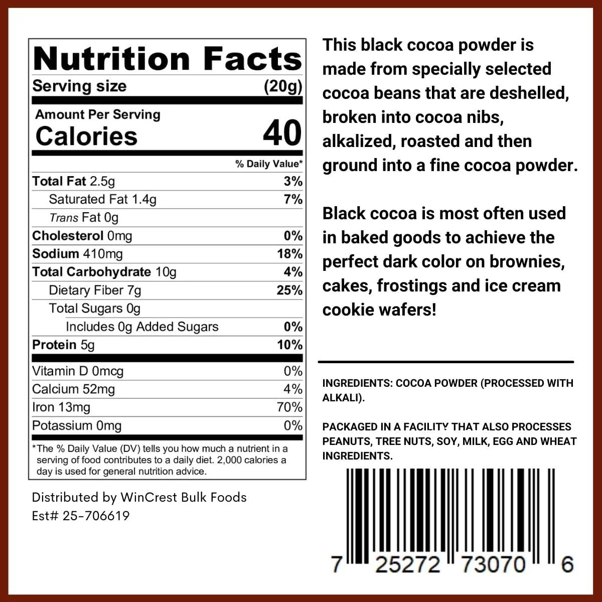 Black Cocoa Powder - 1 Lb