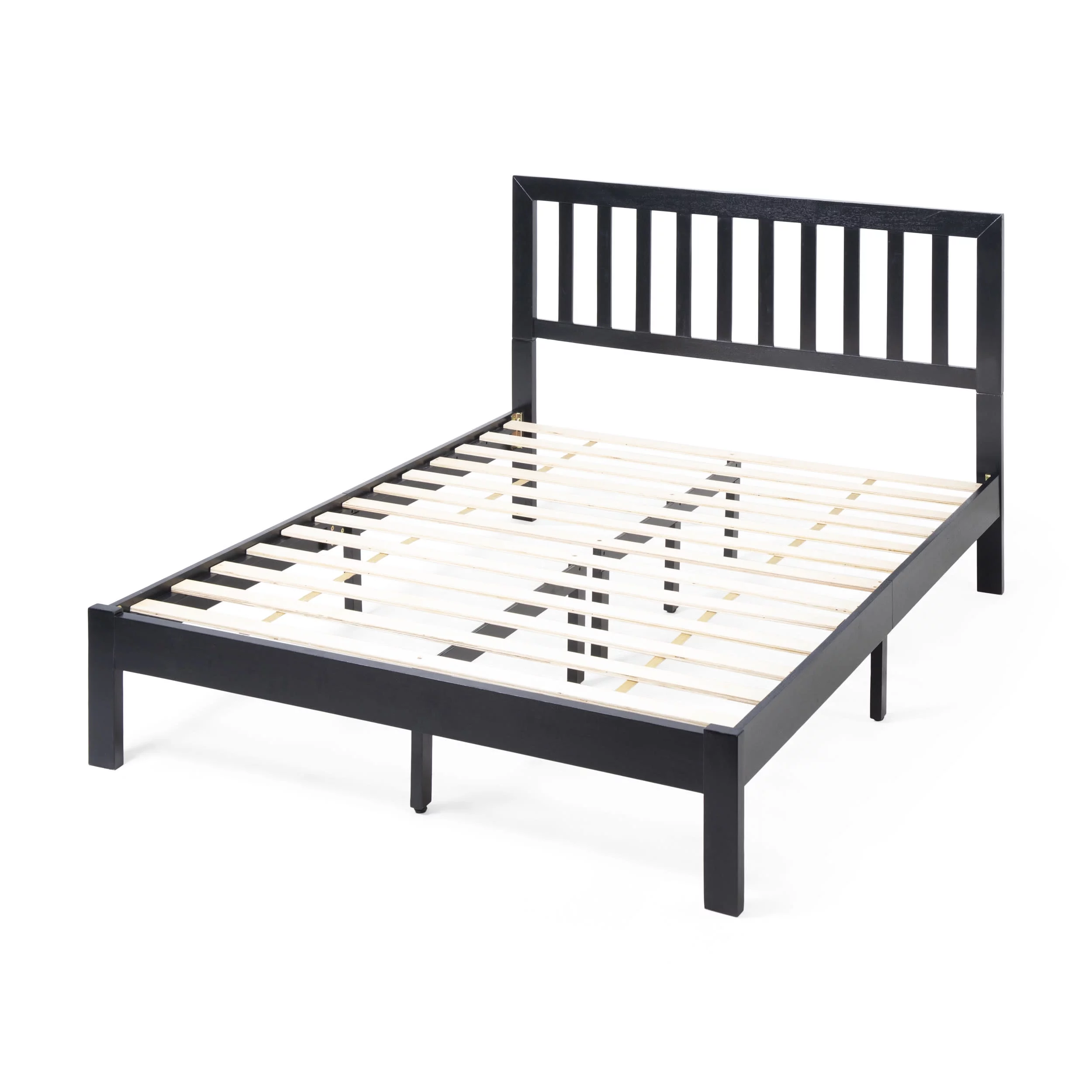 GDF Studio Moneta Farmhouse Acacia Wood Queen Bed, Black