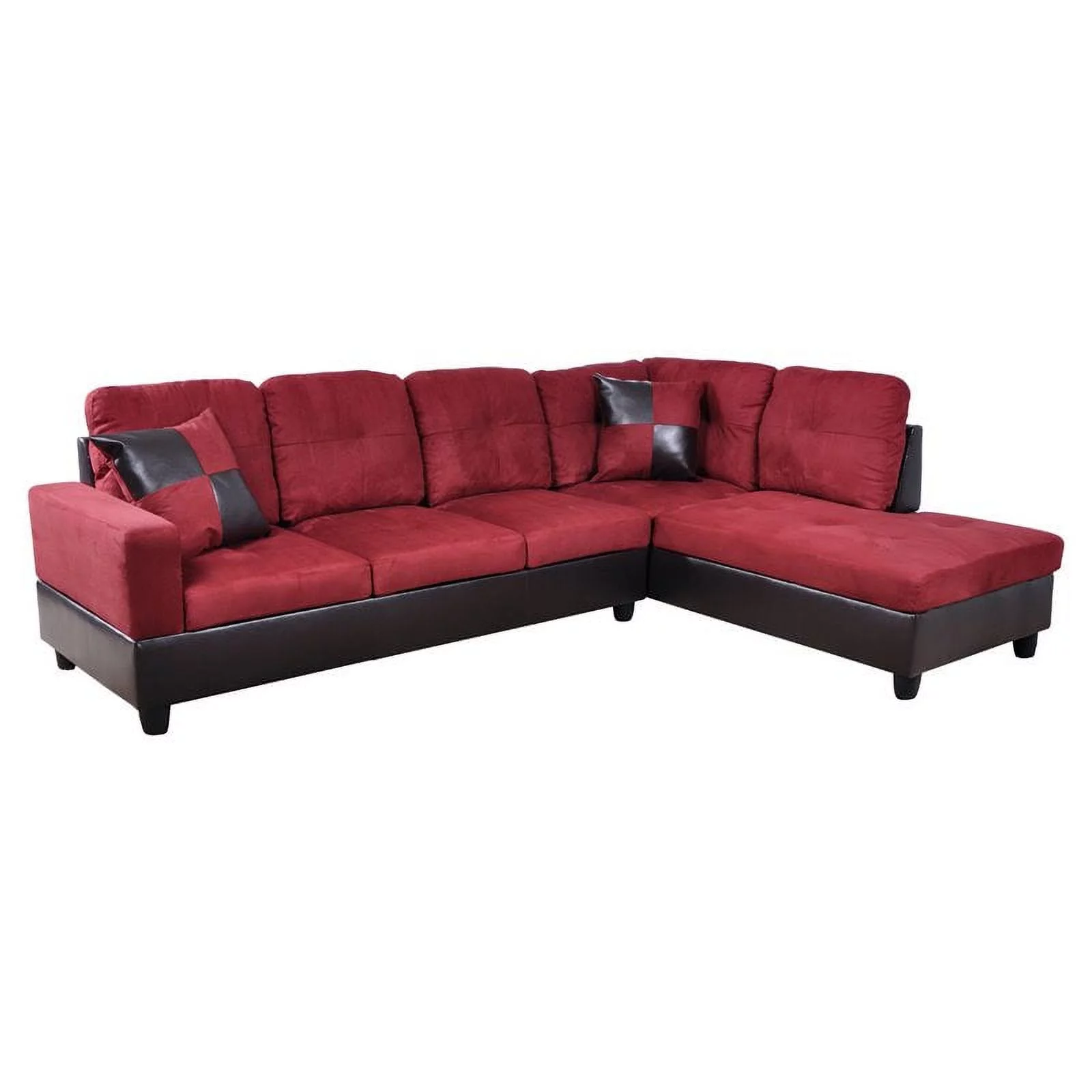 Star Home Living Corp Chris Microfiber Fabric Right Facing Sectional in Red