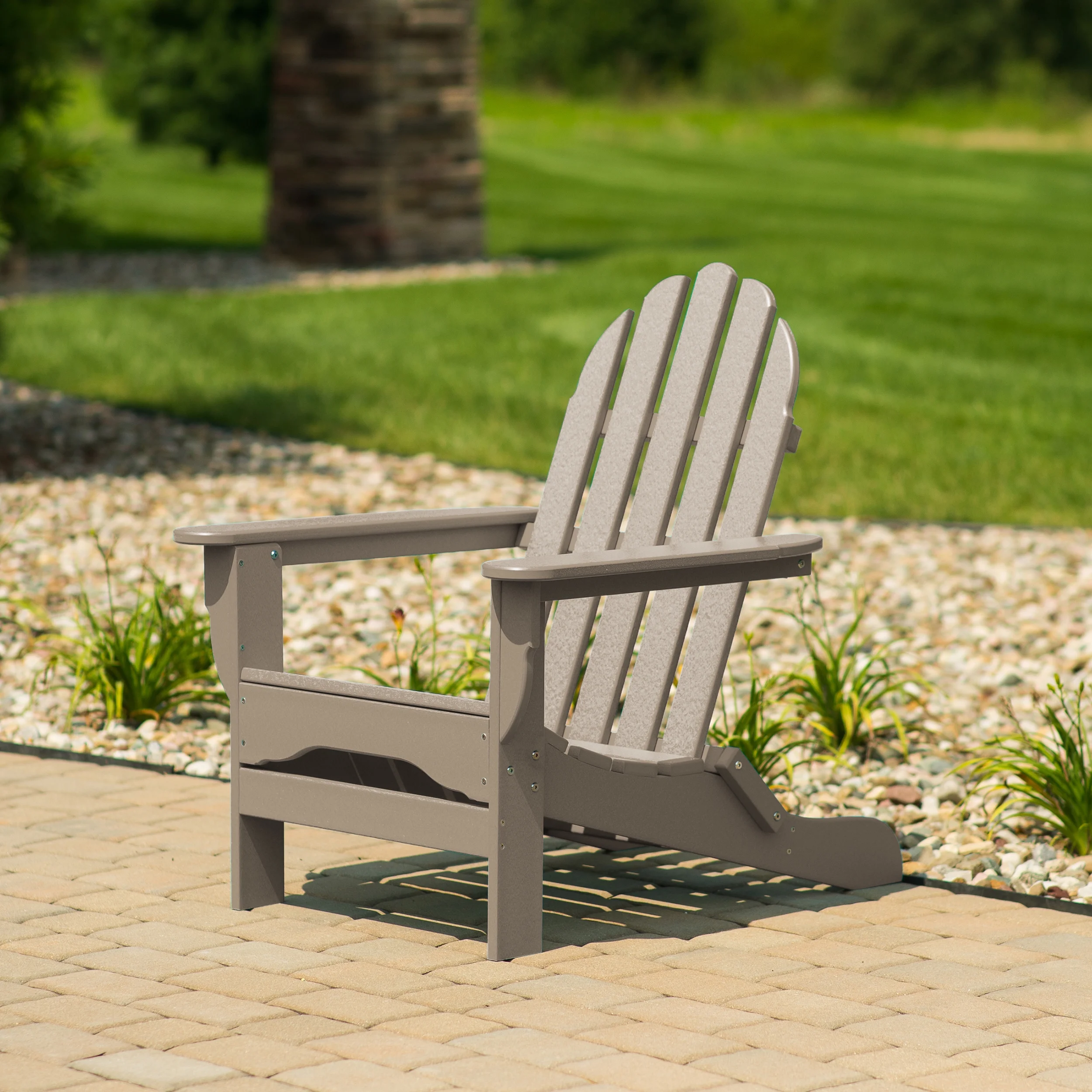 DuroGreen Adirondack Chair Made With All-Weather Tangentwood, Oversized, High End Classic Patio Furniture for Porch, Lawn, Deck, or Fire Pit, No Maintenance, USA Made, Weathered Wood