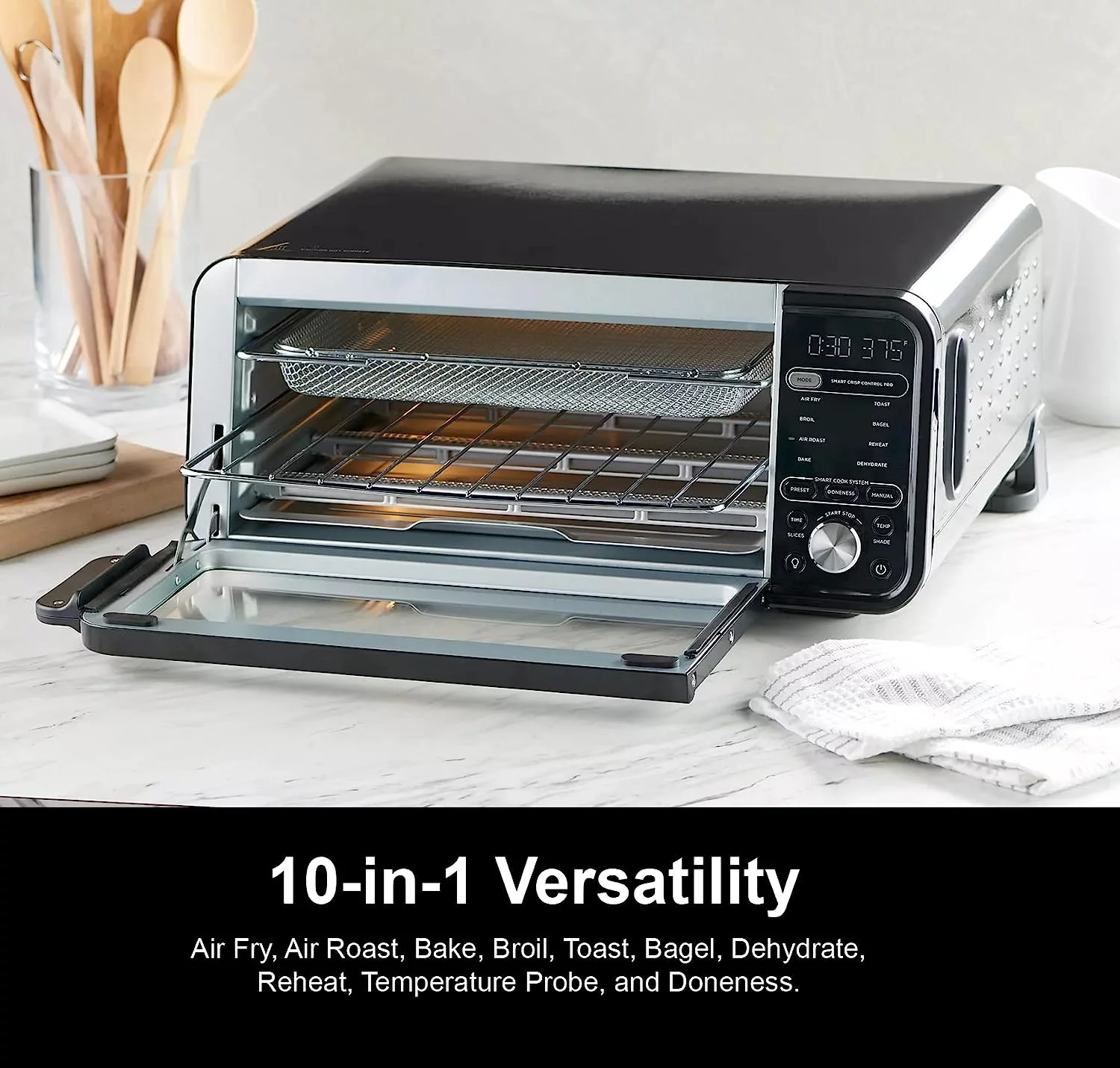 Open Box Ninja Digital Air Fry Pro 10-in-1 Smart Oven SP251Q - STAINLESS STEEL